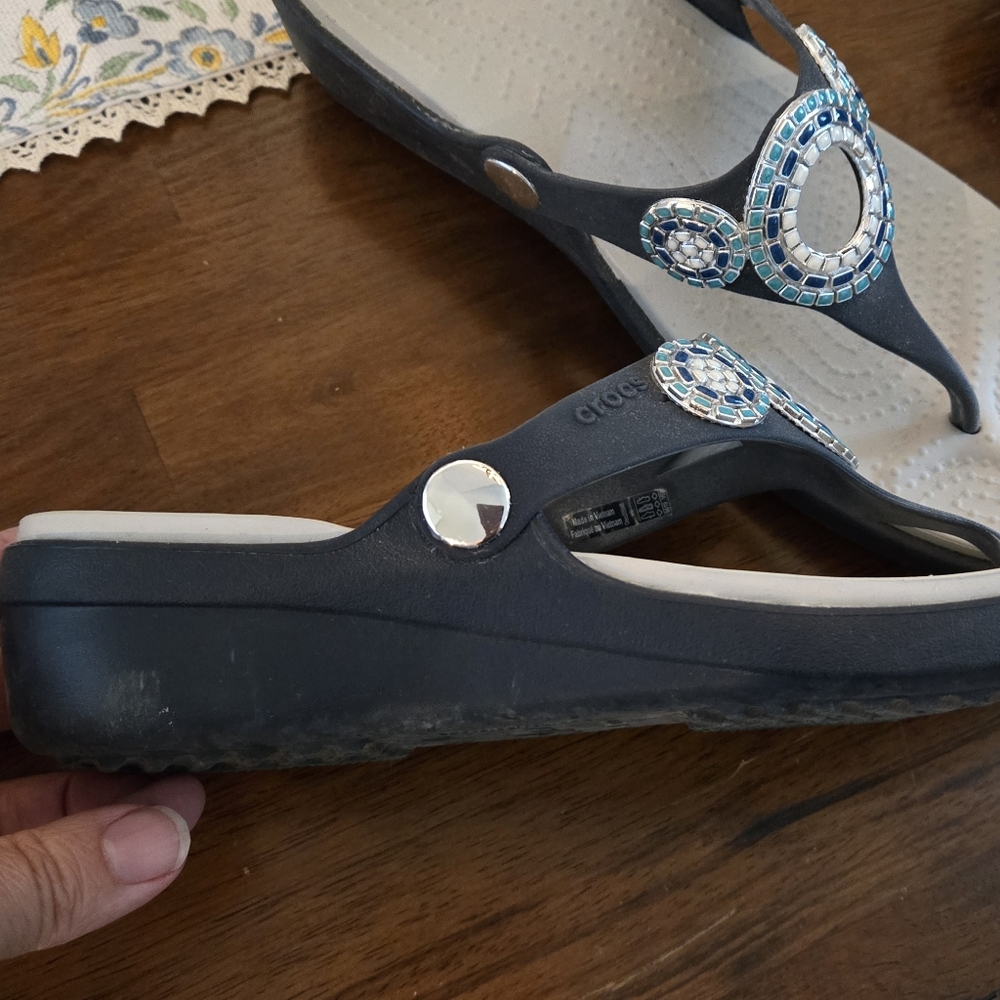 Stylish Navy, Silver and Teal Women's Sandals - Picture 2 of 2